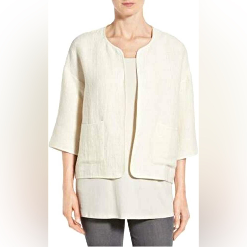 EILEEN FISHER The Fisher Project Organic Cotton Linen Ecru Jacket